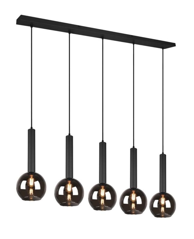Lampa sufitowa wisząca Trio Clayton czarna wym: 150 x 115 x 20 cm 5xE27 x  1 szt.