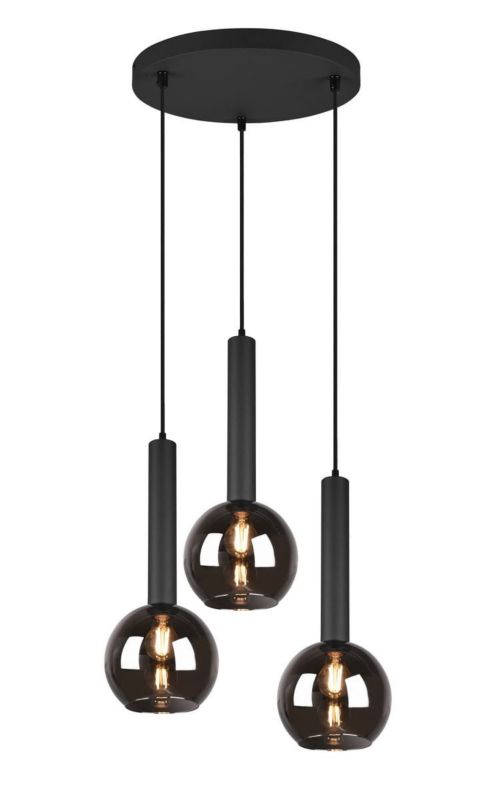 Lampa sufitowa wisząca Trio Clayton czarna wym: 150 x 45 x 45 cm 3xE27 x  1 szt.