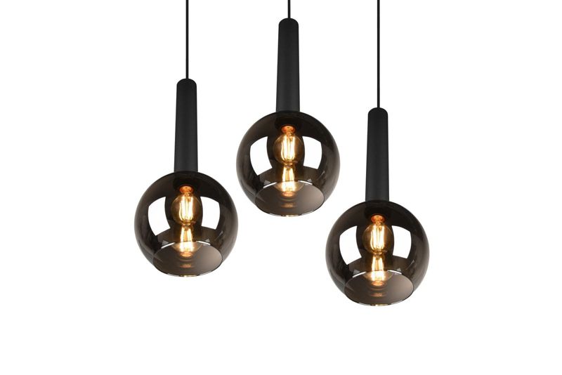 Lampa sufitowa wisząca Trio Clayton czarna wym: 150 x 45 x 45 cm 3xE27 x  1 szt.