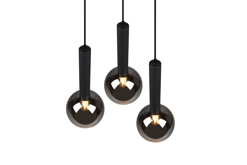 Lampa sufitowa wisząca Trio Clayton czarna wym: 150 x 45 x 45 cm 3xE27 x  1 szt.
