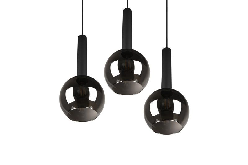 Lampa sufitowa wisząca Trio Clayton czarna wym: 150 x 45 x 45 cm 3xE27 x  1 szt.