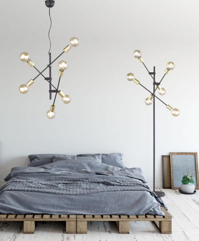 Lampa sufitowa wisząca Trio Cross 3448 czarno-złota nowoczesna 6xE27 x 1 szt.