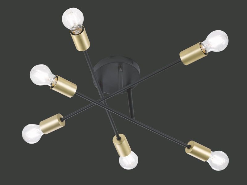 Lampa sufitowa wisząca Trio Cross 3448 czarno-złota nowoczesna 6xE27 x 1 szt.