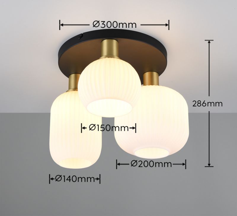 Lampa sufitowa wisząca Trio Diva złoto-biała-czarna wym: 28 x 39 x 39 cm 3xE27 x  1 szt.