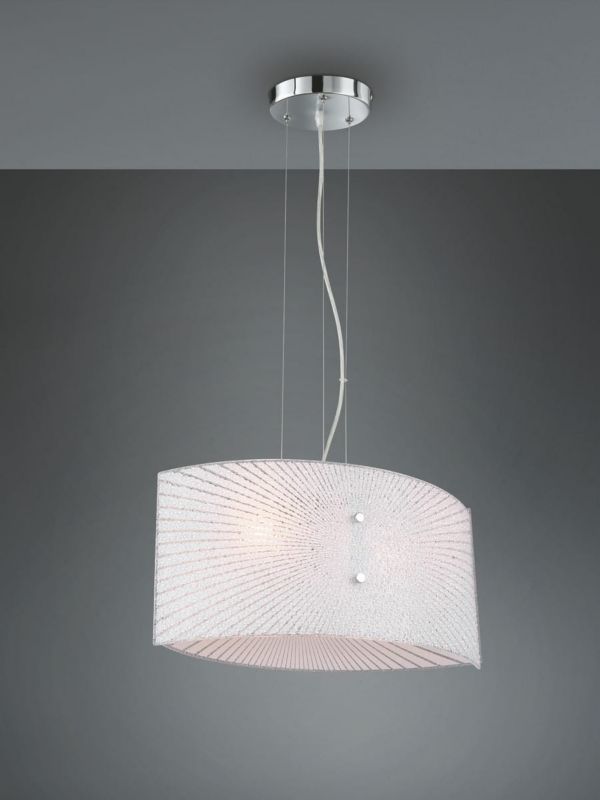 Lampa sufitowa wisząca Trio Elisa srebrno-biała wym: 150 x 40 x 40 cm 2xE27 x  1 szt.
