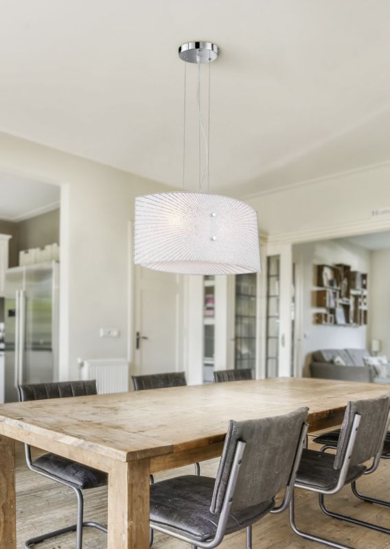 Lampa sufitowa wisząca Trio Elisa srebrno-biała wym: 150 x 40 x 40 cm 2xE27 x  1 szt.