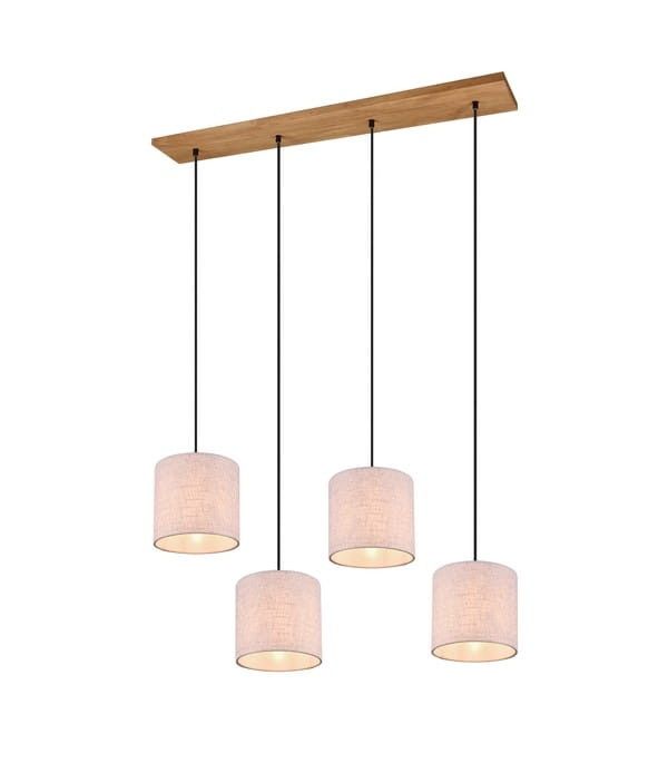 Lampa sufitowa wisząca Trio Elmau srebrno-jasne drewno wym: 150 x 100 x 20 cm 4xE27 x  1 szt.