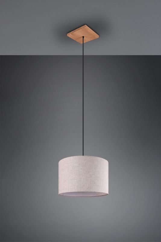 Lampa sufitowa wisząca Trio Elmau srebrno-jasne drewno wym: 150 x 35 x 35 cm 1xE27 x  1 szt.