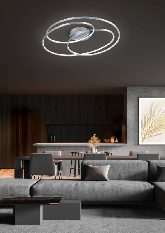 Lampa sufitowa wisząca Trio Gale 2617 srebrno-biała nowoczesna wbudowany LED 50W 1 szt.