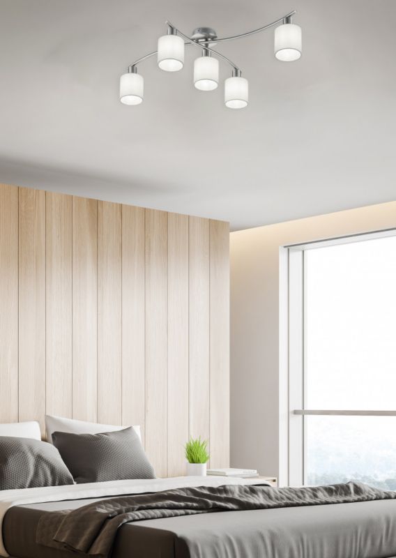 Lampa sufitowa wisząca Trio Garda 9214 srebrno-biała nowoczesna 5xE14 x 1 szt.