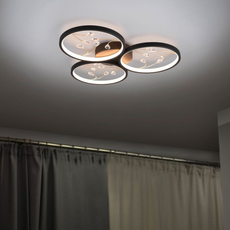 Lampa sufitowa wisząca Trio Groovy 1816 czarno-przezroczysty nowoczesna wbudowany LED 30W 1 szt.