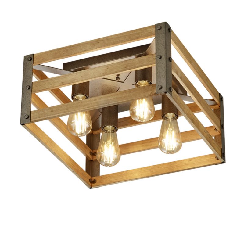 Lampa sufitowa wisząca Trio Khan 2588 srebrno-jasne drewno nowoczesna 4xE27 x 1 szt.