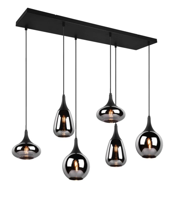 Lampa sufitowa wisząca Trio Lumina czarny metalizowany szklane klosze 6xE14 x 40W 1 szt.