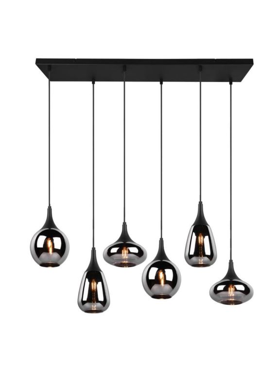 Lampa sufitowa wisząca Trio Lumina czarny metalizowany szklane klosze 6xE14 x 40W 1 szt.