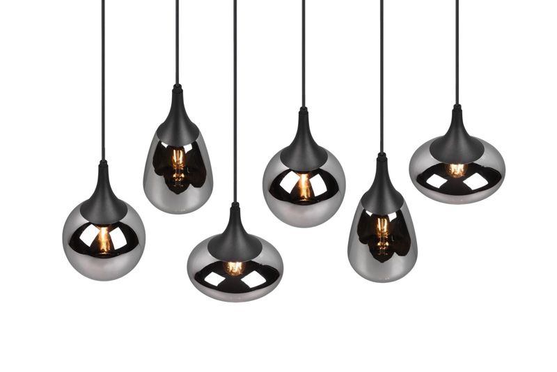 Lampa sufitowa wisząca Trio Lumina czarny metalizowany szklane klosze 6xE14 x 40W 1 szt.