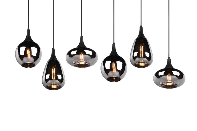 Lampa sufitowa wisząca Trio Lumina czarny metalizowany szklane klosze 6xE14 x 40W 1 szt.