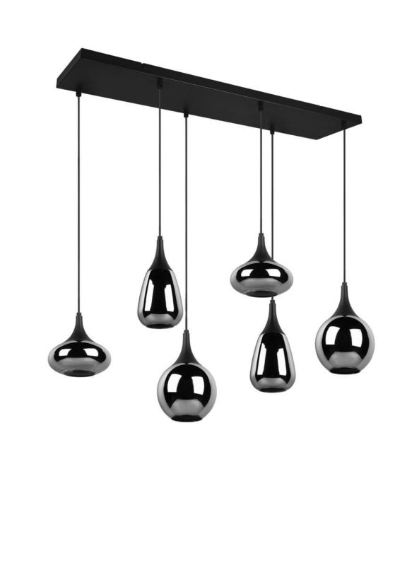 Lampa sufitowa wisząca Trio Lumina czarny metalizowany szklane klosze 6xE14 x 40W 1 szt.