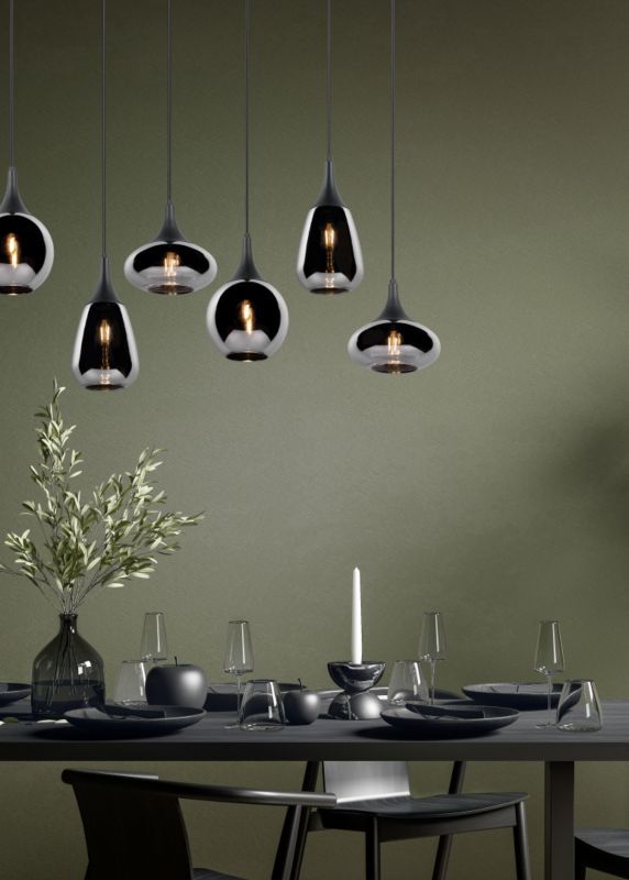 Lampa sufitowa wisząca Trio Lumina czarny metalizowany szklane klosze 6xE14 x 40W 1 szt.
