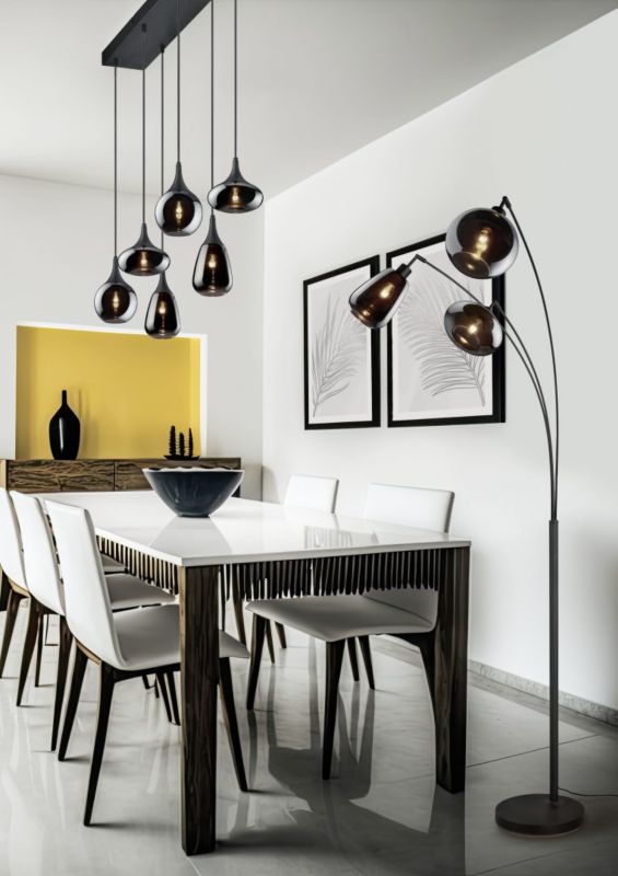 Lampa sufitowa wisząca Trio Lumina czarny metalizowany szklane klosze 6xE14 x 40W 1 szt.