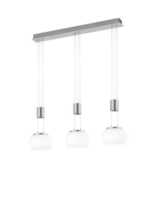 Lampa sufitowa wisząca Trio Madison srebrno-biała wym: 150 x 82 x 18 cm wbudowany LED 8W 1 szt.