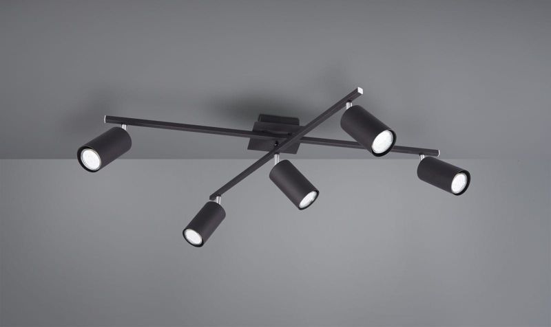 Lampa sufitowa wisząca Trio Marley  czarna-chromowana wym: 22,4 x 77,4 x 77,5 cm 5xGU10 x  1 szt.