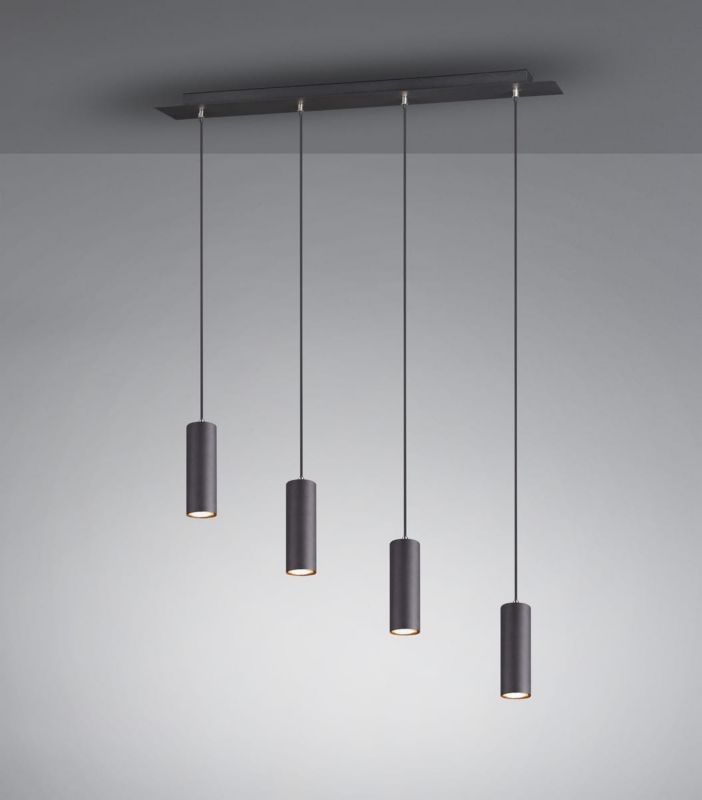 Lampa sufitowa wisząca Trio Marley czarna wym: 150 x 75 x 9 cm 4xGU10 x  1 szt.