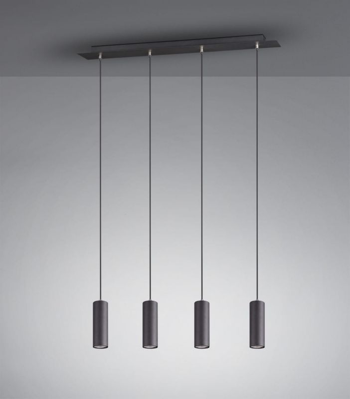 Lampa sufitowa wisząca Trio Marley czarna wym: 150 x 75 x 9 cm 4xGU10 x  1 szt.