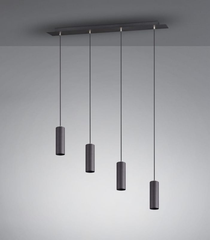 Lampa sufitowa wisząca Trio Marley czarna wym: 150 x 75 x 9 cm 4xGU10 x  1 szt.