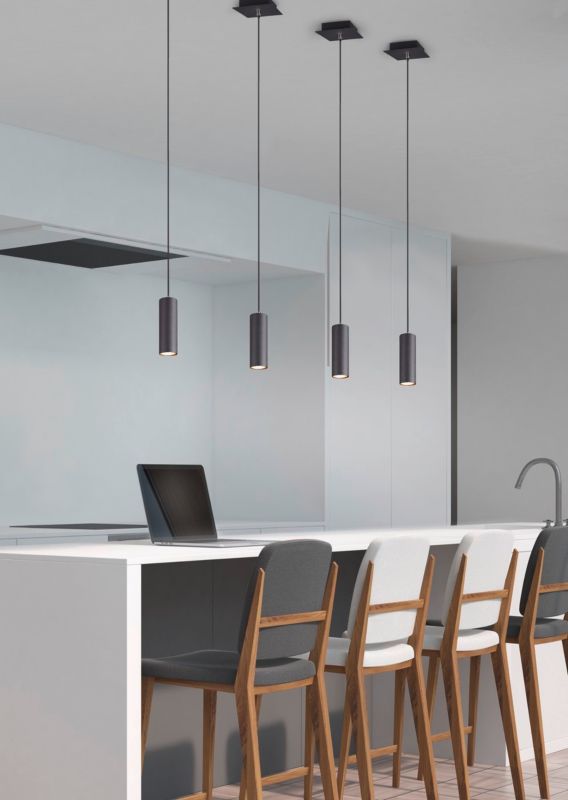Lampa sufitowa wisząca Trio Marley czarna wym: 150 x 75 x 9 cm 4xGU10 x  1 szt.