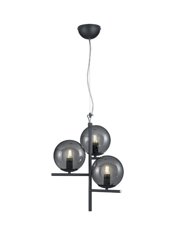 Lampa sufitowa wisząca Trio Pure czarna-dymiona wym: 150 x 40 x 40 cm 3xE14 x  1 szt.
