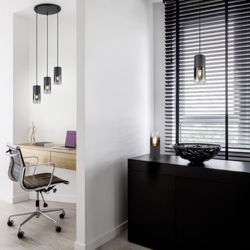 Lampa sufitowa wisząca Trio Robin czarna-dymiona wym: 150 x 10 x 10 cm 1xE27 x  1 szt.