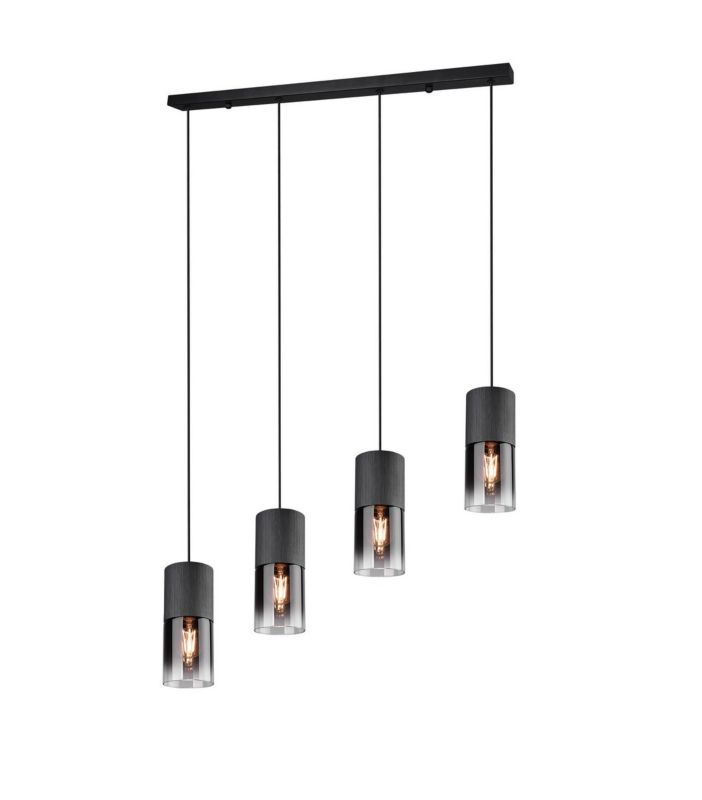Lampa sufitowa wisząca Trio Robin czarna-dymiona wym: 150 x 80,5 x 80,5 cm 4xE27 x  1 szt.
