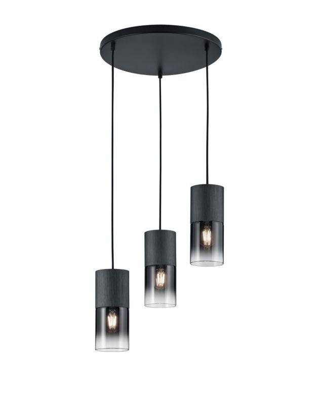 Lampa sufitowa wisząca Trio Robin czarna wym: 150 x 37 x 37 cm 3xE27 x  1 szt.