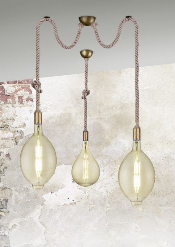 Lampa sufitowa wisząca Trio Rope złoto-beżowa wym: 150 x 12 x 12 cm 1xE27 x  1 szt.