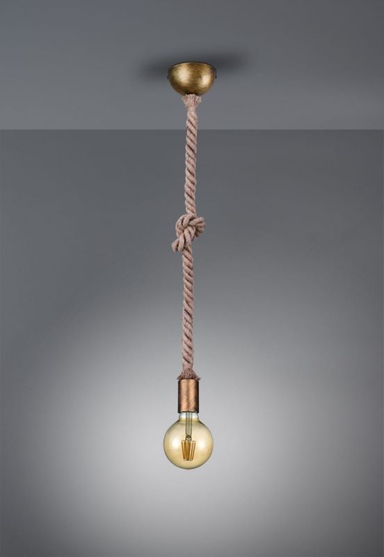 Lampa sufitowa wisząca Trio Rope złoto-beżowa wym: 150 x 12 x 12 cm 1xE27 x  1 szt.