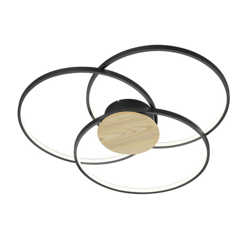 Lampa sufitowa wisząca Trio Sedona 1192 czarna-jasne drewno nowoczesna wbudowany LED 40W 1 szt.