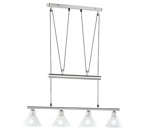Lampa sufitowa wisząca Trio Stamina srebrno-biała wym: 180 x 80 x 14 cm 4xE14 x  1 szt.
