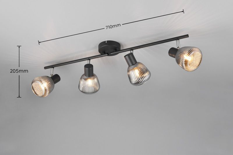 Lampa sufitowa wisząca Trio Tarifa czarna-chromowana wym: 20 x 70 x 13 cm 4xE14 x  1 szt.