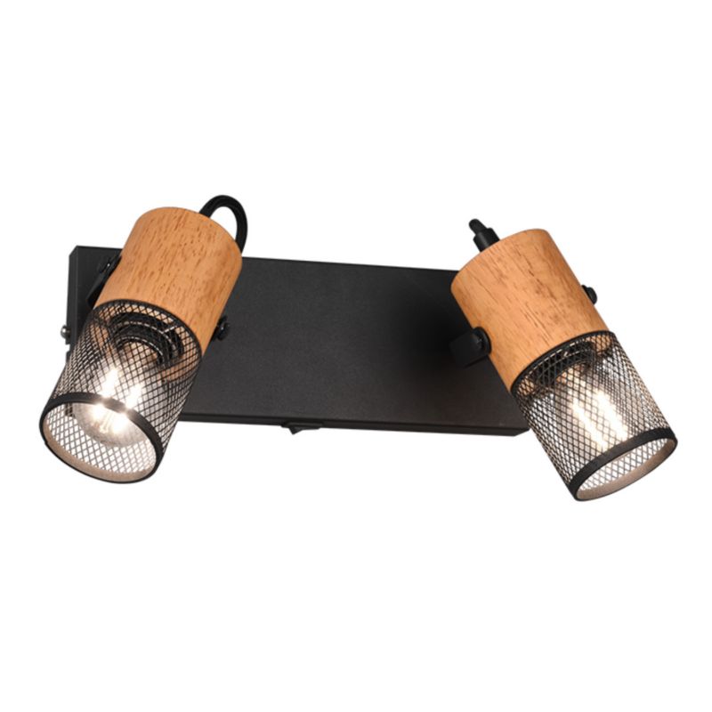 Lampa sufitowa wisząca Trio Tosh  czarna-jasne drewno wym: 19,5 x 26 x 9 cm 2xE14 x  1 szt.