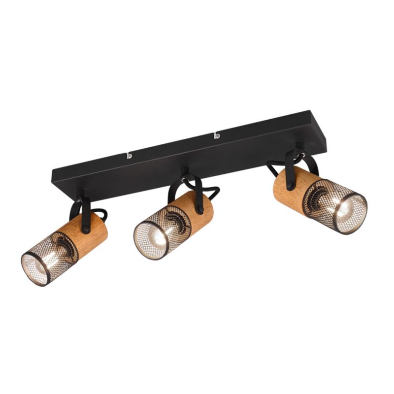 Lampa sufitowa wisząca Trio Tosh  czarna-jasne drewno wym: 19,5 x 44 x 9 cm 3xE14 x  1 szt.