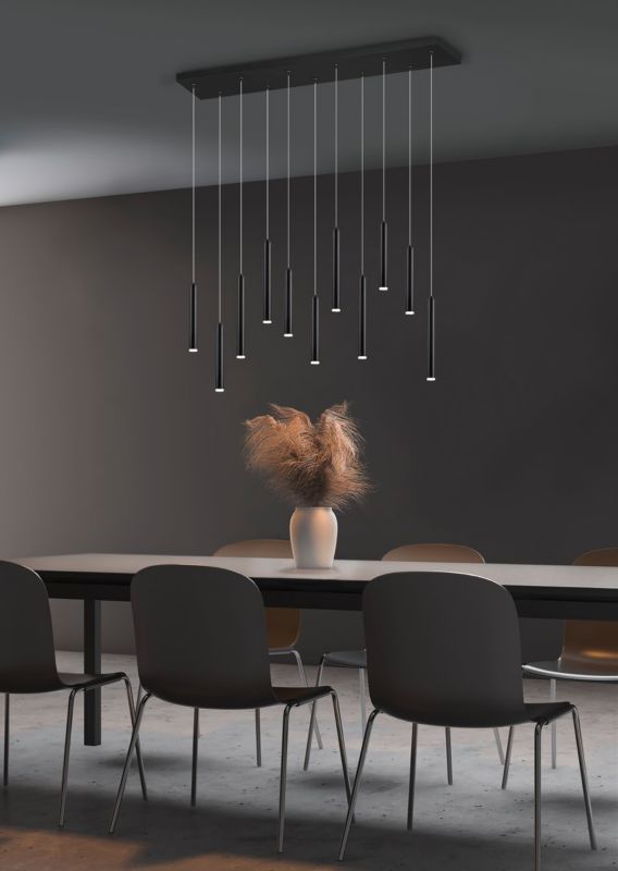 Lampa sufitowa wisząca Trio Tubular czarno-biała wym: 150 x 115 x 15 cm wbudowany LED 2.5W 1 szt.