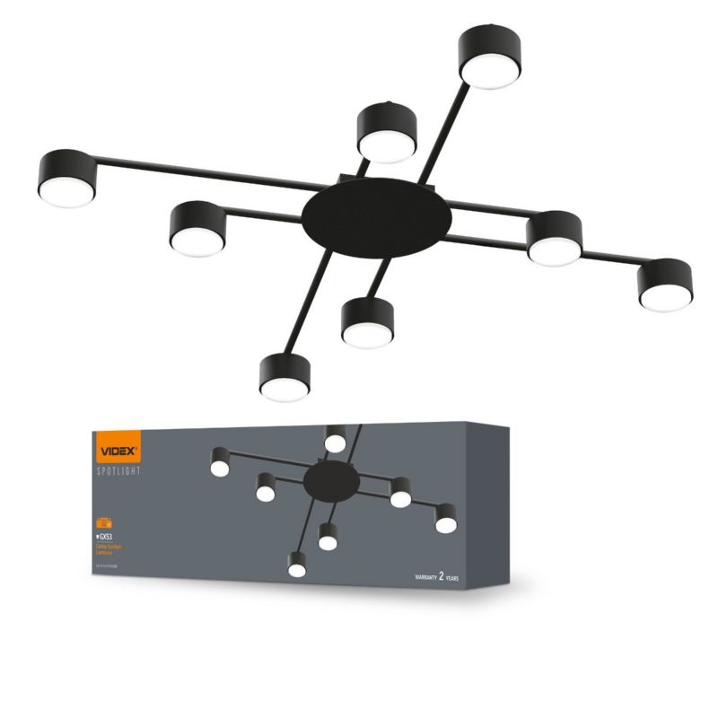 Lampa sufitowa wisząca Videx Spotgx53 4770 czarna nowoczesna 8xGX53 x 1 szt.