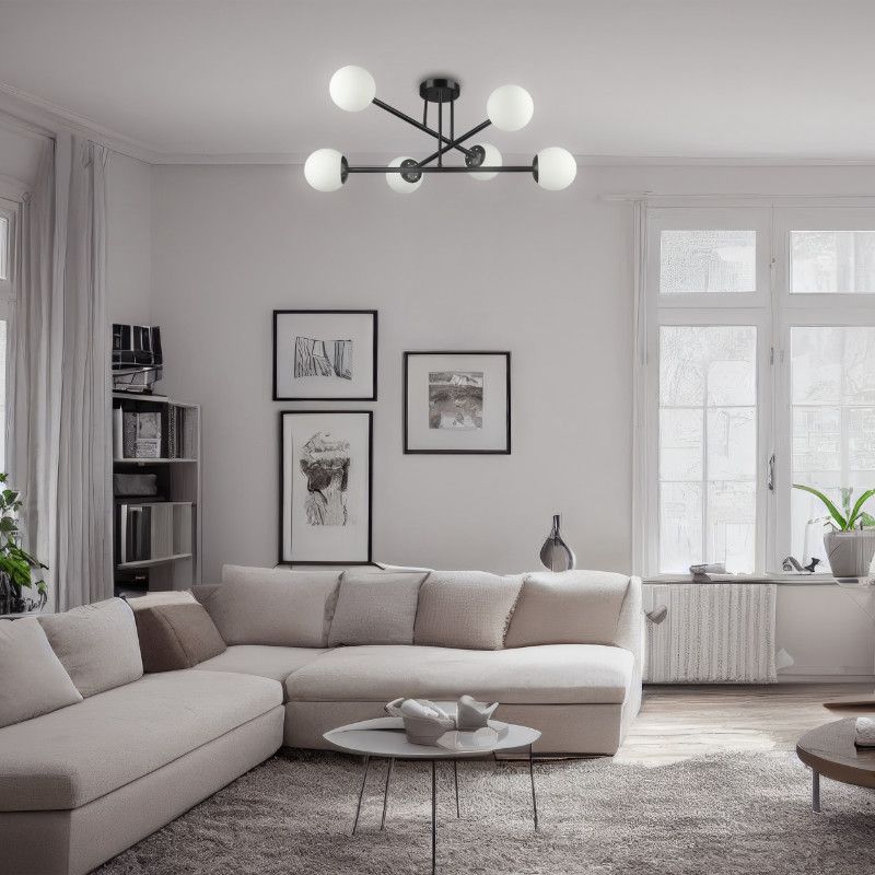 Lampa sufitowa żyrandol, DPM, 6 x E27, czarna, 1szt