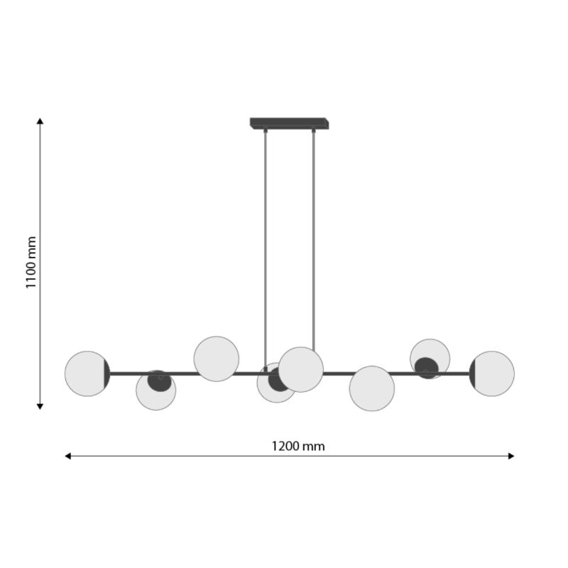 Lampa sufitowa żyrandol, DPM, 8 x E27, czarna, 1szt
