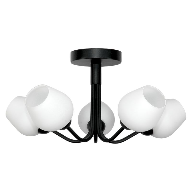 Lampa sufitowa żyrandol EDYLIT czarna kule białe industrial loft  5xE27 15-300 SOFIA 1 szt.