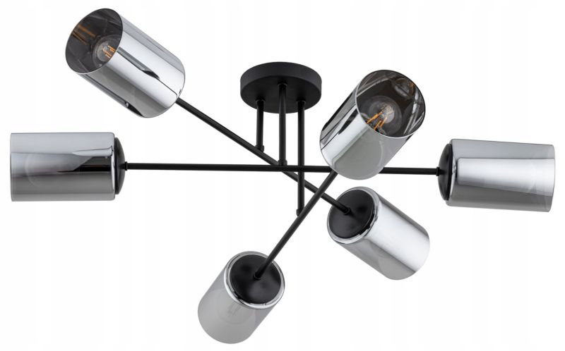 Lampa Sufitowa Żyrandol Elko-Lighting 6-PunktowaTuba E27 czarny 1 szt