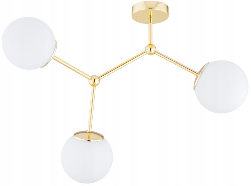 Lampa Sufitowa Żyrandol Elko-Lighting Złota 3-Punktowa Białe Szklane Kule Milo E27 1 szt