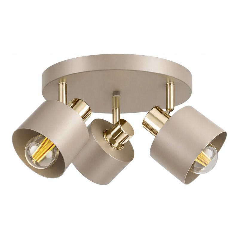 Lampa sufitowa żyrandol LEDLUX plafon wisząca 3x E27 beżowa złota loft gold 1 szt.