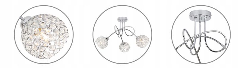 Lampa sufitowa żyrandol Light Home LH Crystal 3x E27 60W srebrny 1szt.