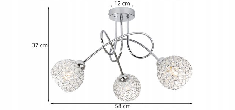 Lampa sufitowa żyrandol Light Home LH Crystal 3x E27 60W srebrny 1szt.